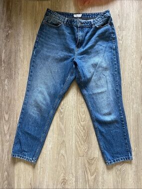 Cropped Topshop High-Rise Blue Denim Jeans